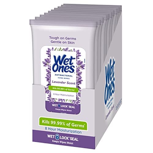Wet Ones Antibacterial Hand Wipes, Lavender Wipes | Travel Wipes Case, Antibacterial Wipes, Moisturizing Wipes | 20 ct. Travel Size Wipes (10 pack) - Image 1