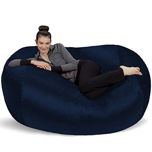 Sofa Sack Bean Bag Chair Cover Only, for Adults and Kids, Without Filling Comfy Fluffy Round or Oval Beanbag Chair Cover Replacement, Lazy Sofa Cover for Reading Chair or Floor Chair, 6-Feet, Navy - Image 1