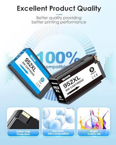 952XL Ink Cartridges (4-Pack) for HP 952XL Ink Cartridges Combo Pack High Yield Work for HP OfficeJet 8702, OfficeJet Pro 7720, 7740, 8210, 8710, 8720, 8730, 8740 Printer (Black Cyan Magenta Yellow) - Image 4