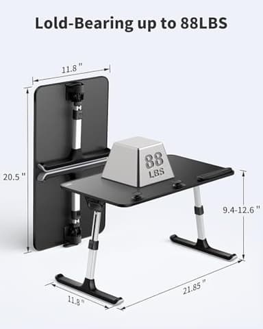 SAIJI Height & Angle Adjustable Laptop Stand for Bed, Lap Desk Bed Tray Table, Light Weight Foldable Portable Laptop Table for Couch Sofa Chair Floor Desk for Adults, Kids (Black) - Image 5