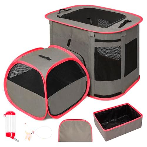 PETEASE Multi-Purpose Cat Enclosure Playpen - Foldable Indoor & Outdoor Cat Kennel with Private Bathroom, Water Bottle, Teasing Stick, Litter Box, and Waterproof Mat - Image 1