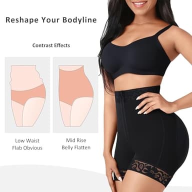 FeelinGirl Butt Lifter Shorts Tummy Control Shapewear for Women Panty Girdle with Zipper Black S - Image 3