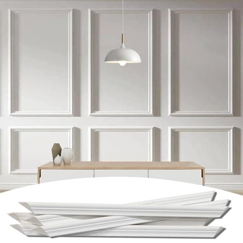 Lunghaa 6-Frame Premade Accent Wall Molding Kit, Ready-to-Assemble Wainscoting Panels, Pre-Cut Chair Rail Moulding Trim for Home Décor - Image 1