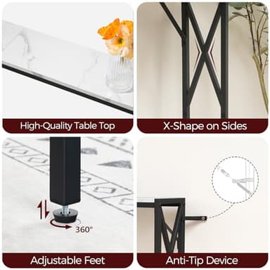 MAHANCRIS Sofa Table with Charging Station, 39.4” Narrow Entryway Console Table, Slim Hallway CouchTable, for Entrance, Foyer, Living Room, Hallway, Marble CTHM151E01 - Image 6