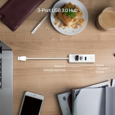 TP-Link USB 3.0 to Ethernet Adapter (UE330) - Portable 3-Port USB Hub with 1 Gigabit RJ45 Ethernet Port, Laptop Network Adapter, Supports Win 7/8/8.1/10, Mac OS X (10.6-10.14), Linux OS and Chrome OS - Image 4