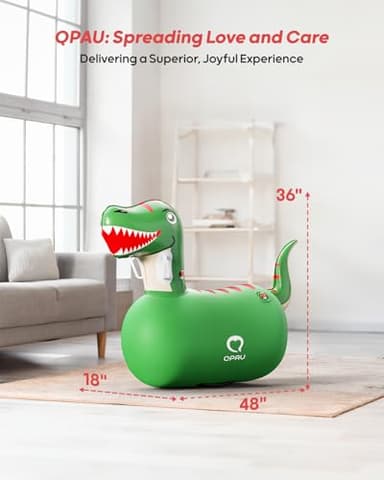 QPAU Inflatable Bouncy Dinosaur Toys 2 PCS with Hand Pump, Heavy Duty Giant Bouncy Pal, 220lbs Load Capacity, Ride On Bouncy Animal Hopper Toy, Indoor Outdoor Bouncers for Kids Girls Boys Ages 5+ - Image 7