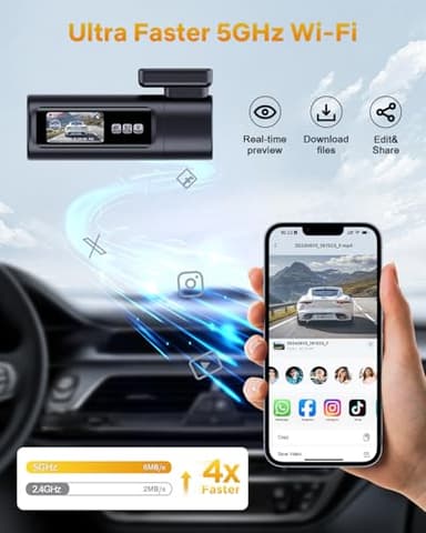 GKU Dash Cam Front and Rear, 4K 60fps＋2.5k Dashcam,STARVIS Sensor, HDR, 5G WiFi GPS, 24H Parking Mode, Night Vision, 170°Wide Angle, Dash Camera for Cars with 1.47 Display, 64G SDcard (Midnight) - Image 4