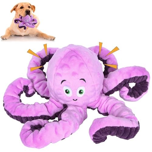 Dog Toys for Large Breed, Octopus Squeaky Funny Cute Interactive Medium & Small Dog Toys, Stuffed Plush Animals Puppy Toys, Dog Birthday for Dog Presents - Octopus - Image 1