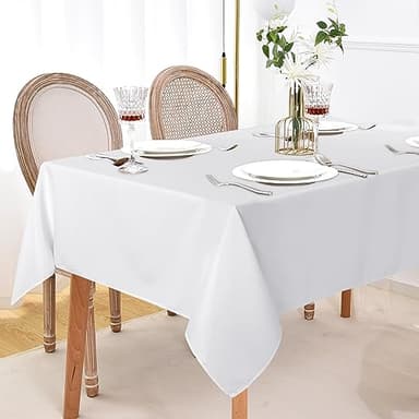 sancua 6 Pack White Tablecloth 60 x 84 Inch, Rectangle Table Cloth for 4ft Tables - Stain and Wrinkle Resistant Washable Polyester Table Cover for Dining Wedding Banquet Party Buffet Restaurant - Image 6