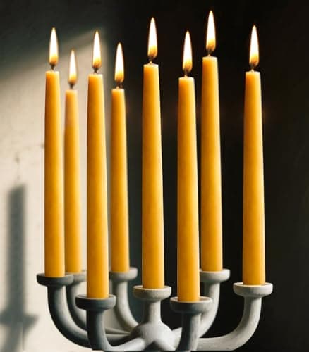 9-inch Beeswax Taper Candles, Natural Beeswax Long Candle Sticks, 10 Hours Burn Time, Smokeless & Dripless Taper Candle for Table Decor, Unscented Bee Wax Tapered Candles (8 Packs) - Image 1