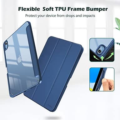 ProCase for iPad (A16) 11th Generation 11 Inch 2025/10th Generation 10.9 Inch 2022 Case with Pencil Holder, Hybrid iPad 11 10 Case with Clear Back, Supports Auto Wake/Sleep -Navy - Image 4