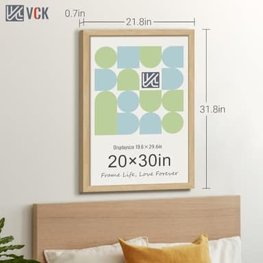 VCK 20x30 Oak Wood Frame for Poster & Picture, Natural Solid Wood Photo Frames 3 Pack, Wall Mounting Hanging - Image 2