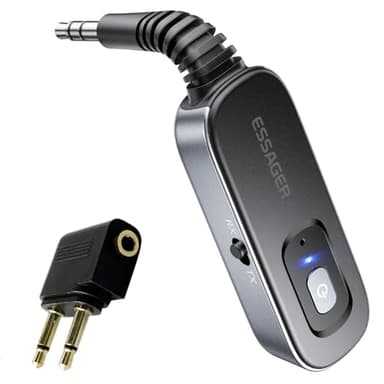 ESSAGER Bluetooth Receiver for Car, Noise Cancelling 3.5mm AUX Bluetooth Car Adapter, Wireless Audio Receiver Transmitter for Home Stereo/Wired Headphones Airplane, Gray - Image 1