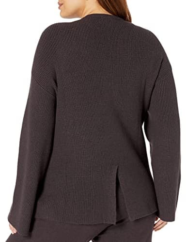The Drop Women's Alice Crewneck Back Slit Ribbed Pullover Sweater, Chocolate, 2X, Plus Size - Image 5
