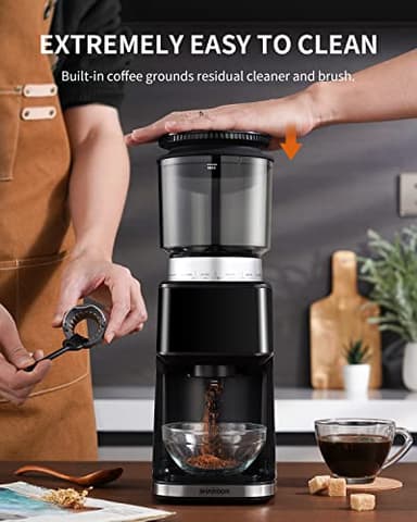 SHARDOR Conical Burr Espresso Coffee Grinder Electric with Precision Timer 2.0, Touchscreen Adjustable Burr Mill with 51 Precise Settings for Home Use, Anti-static, Stainless Steel - Image 7