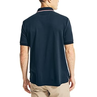Nautica Men's Classic Fit Short Sleeve Dual Tipped Collar Polo Shirt Shirt, -Navy, Large - Image 3