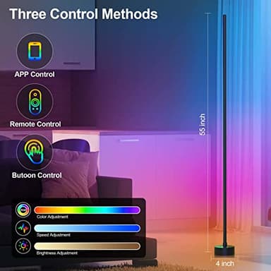 Miortior Corner Floor Lamp - Smart RGB LED Corner Lamp with App and Remote Control, 16 Million Colors & 68+ Scene, Music Sync, Timer Setting - Ideal for Living Rooms, Bedrooms, and Gaming Rooms - Image 3