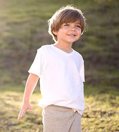 Burt's Bees Baby baby boys T-shirt, Short Sleeve V-neck Crewneck Tees, 100% Organic Cotton infant and toddler t shirts, Cloud, 18 Months US - Image 3