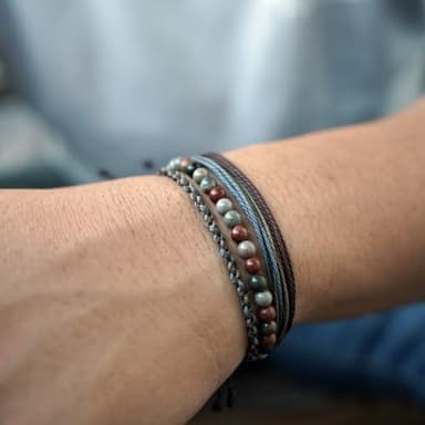 Handmade Natural Stone Beaded Healing Bracelet Gift for Men Adjustable Rope String Bracelet - Image 5