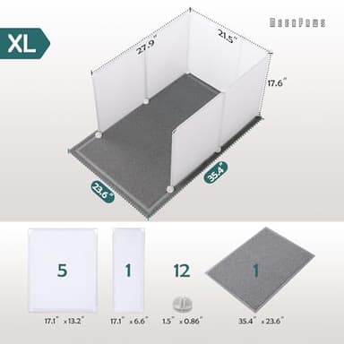 MEEXPAWS Cat Litter Box Enclosure Splash Guard Extra Large 28L × 21.5W x 18H inch, Light Weight Plastic Sheets with Cat Litter Mat Easy Clean (White) - Image 5