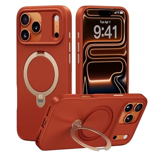CASEKOO Twilight Orange Designed for iPhone 17 Pro Max Case with Spin Magnetic Stand [16FT Military Protection] [Non-Slip Edge] [Fit for MagSafe] Shockproof for iPhone 17 ProMax case with Stand 6.9'' - Image 1