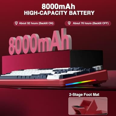 AULA F108 PRO - Wireless Mechanical Keyboard with Screen&Knob,Hot Swappable Gaming Keyboard with 8000mAh Battery,Pre-lubed Switches,RGB Backlit,PBT Keycaps Creamy Sounding Computer Keyboards,104 Keys - Image 6