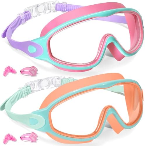 Keary 2 Pack Swim Goggles for Kids 6-14 8-14 Kids Swimming Goggles Age 3-15 4-7 4-16 8-12 For Boys Girls Youth Toddler Children Pool Water Goggle Anti Fog UV Protection Clear Wide View Waterproof - Image 1