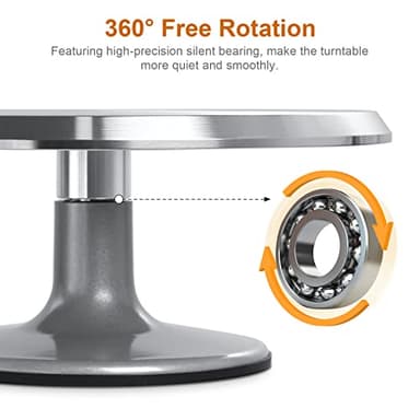 12'' Cake Stand, Cake Spinner Cake Decorating Supplies, Round Decorating Turntable Revolving Aluminum Table Holder Baking Display Tray Plate Tools Accessories for Birthday Wedding Party - Image 3