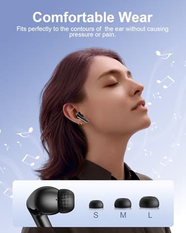 HUIFU Wireless Earbuds, Bluetooth Ear Buds Headphones, 40H Long Playtime, Stereo Deep Bass, LED Power Display, IPX7, Lightweight in Ear Earphone with Mic for iPhone Android Phone - Image 6
