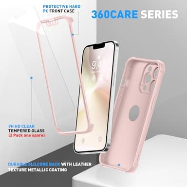 ORETECH for iPhone 13 Pro Max Case, with [2 x Screen Protectors] [15 Ft Military Grade Drop Test] [Camera Protection] 360° Shockproof Slim Thin Phone Case iPhone 13 Pro Max Cover 6.7" Baby Pink - Image 4