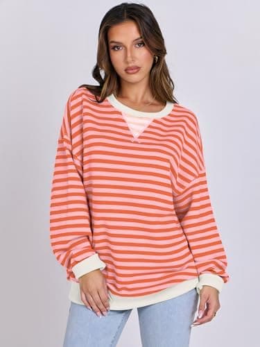 ANRABESS Women Striped Sweatshirts Oversized Crewneck Long Sleeve Shirts Y2K Pullover Top 2025 Fall Outfits Fashion Clothes - Image 4