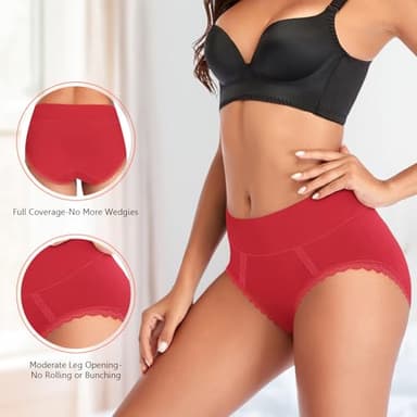 MISSWHO High Waisted Underwear Womens Cotton C Section Postpartum Stretch Panties Tummy Control Briefs Ladies Size Medium 6 Pack - Image 3