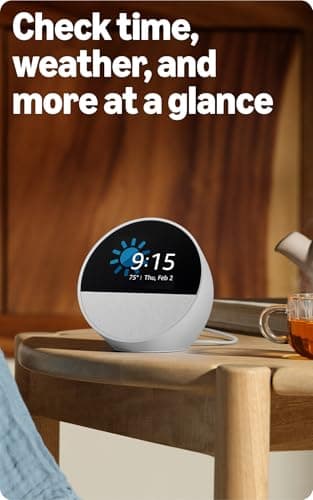 Amazon Echo Spot (newest model), Great for nightstands, offices and kitchens, Smart alarm clock with Alexa, Glacier White - Image 2