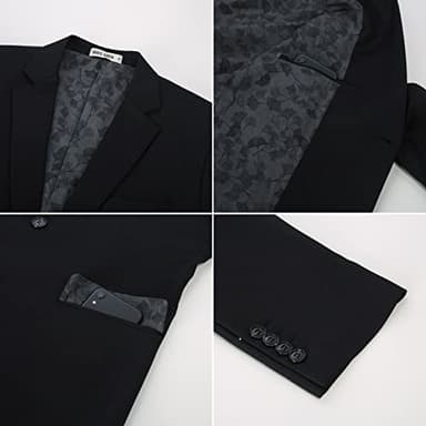 GRACE KARIN Men's Casual 2 Button Suit Blazer Jacket Slim Fit Notch Lapel Collar Sport Coat Black M - Image 6