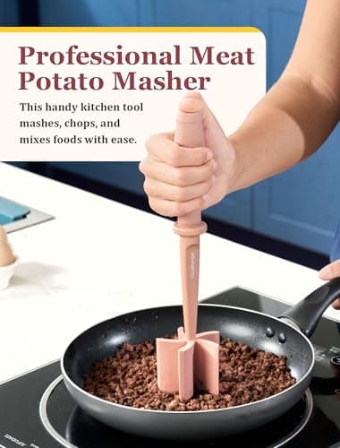 Nylon Hamburger Chopper, 5 Curve Blades Meat Masher Tool for Ground Beef, Turkey and More, Heat Resistant Non-scratch Utensil - Image 5