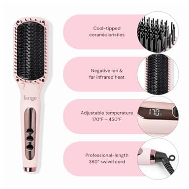 L'ANGE HAIR Le Vite Straightening Brush | Heated Straightener Flat Iron for Smooth, Anti Frizz Hair | Dual-Voltage Electric Brush Straightener | Hot Brush for Styling - Image 3