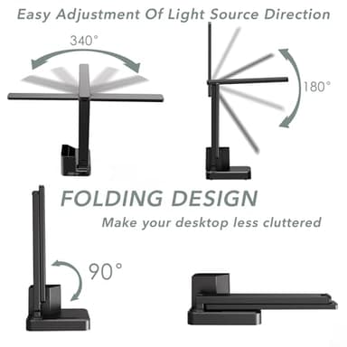 Desk Lamp,Desk Lamps for Home Office,COZOO LED Desk Lamp with 2 USB Charging Ports,2 Pen Holders,1 Outlet,3 Color 3 Brightness Levels,Touch/Memory/Timer,LED Desk Light Small Desk Lamp Kids Study Lamp - Image 5