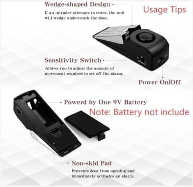 EMDMAK Door Stop Alarm with 120DB Siren Door Stop for Home & Travel (Black) (Pack of 2) - Image 4