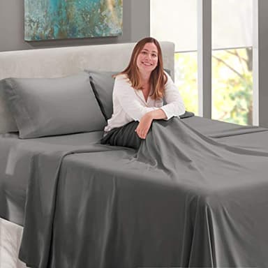 Nestl Queen Size Sheet Set, 4 Piece Extra Deep Pocket (18-24 inches), Microfiber, Cooling, Hotel Luxury, Soft, Breathable, Wrinkle-Free, Easy to Care, Charcoal Stone Grey - Image 6