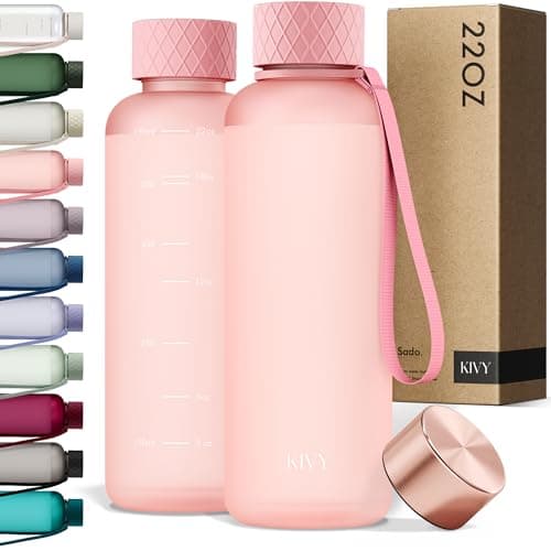 KIVY Slim Water Bottle 22oz [Lightweight & Shatterproof] - Reusable Tritan Water Bottle - Leak Proof Bottle for Women & Men - Water bottle no straw - Dishwasher Safe Water Bottle BPA Free - Pink - Image 1