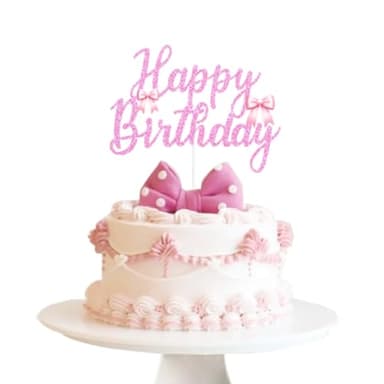 Pink Bow Cake Topper Pink Bow Cupcake Toppers Bow Coquette Birthday Cake Topper Bowknot Cake Decorations for Bow Baby Shower Birthday Party Supplies - Image 4