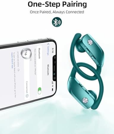 bmanl Wireless Earbuds Bluetooth Headphones Over Ear Hooks Ear Buds with 80H Playtime, LED Power Display, Dual Mic Clear Calls, Sports Wireless Ear Buds Bluetooth Earbuds for Running Gym Workout Green - Image 6