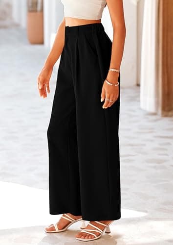 PRETTYGARDEN Wide Leg Pants for Women Trendy 2025 Fall High Waisted Business Casual Outfits Work Pant Trousers (Black,Large) - Image 5