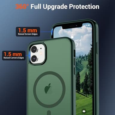 SUPFINE Magnetic for iPhone 12 Mini Case & iPhone 13 Mini Case (Compatible with MagSafe) (Military Grade Drop Protection) Slim Translucent Matte Shockproof Phone Cover,Forest Green - Image 4