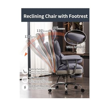 Efomao Big and Tall Office Chair 400LBS, Heavy Duty Executive Office Chair with Foot Rest, Home Office Desk Chairs, Purple Big Tall Computer Chairs - Image 5
