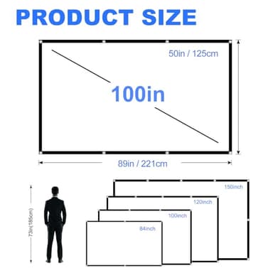 100 inch Projector Screen,DUYIKJ Foldable Washable Portable Rear Front Projector Screen 4K Indoor Outdoor 16:9 HD Projection Movies Screen for Backyard Home Theater Office - Image 5