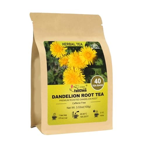FullChea - Dandelion Root Tea Bags, 40 Teabags, 2.5g/bag - Premium Roasted Dandelion Root - Non-GMO - Caffeine-free - Detox Herbal Tea - Helps Improve Digestion & Immune System - Image 1