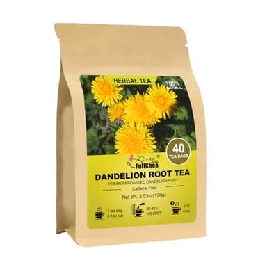 FullChea - Dandelion Root Tea Bags, 40 Teabags, 2.5g/bag - Premium Roasted Dandelion Root - Non-GMO - Caffeine-free - Detox Herbal Tea - Helps Improve Digestion & Immune System - Image 1