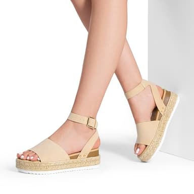 DREAM PAIRS Women's Platform Espadrilles Casual Ankle Strap Wedge Sandals Comfortable Dressy Summer Shoes,Size 9,Nude-Suede,SDPW2359W - Image 6