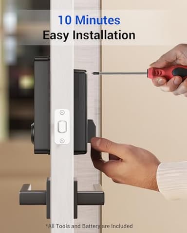 Proscenic L60 Smart Lock [Zinc Alloy IPX5 Weatherproof] Fingerprint Keyless Entry Door Locks for Front Door, Electronic Digital Deadbolt with App Control, Keypad Code, 2 Keys & Fobs, 1-Year Battery - Image 3